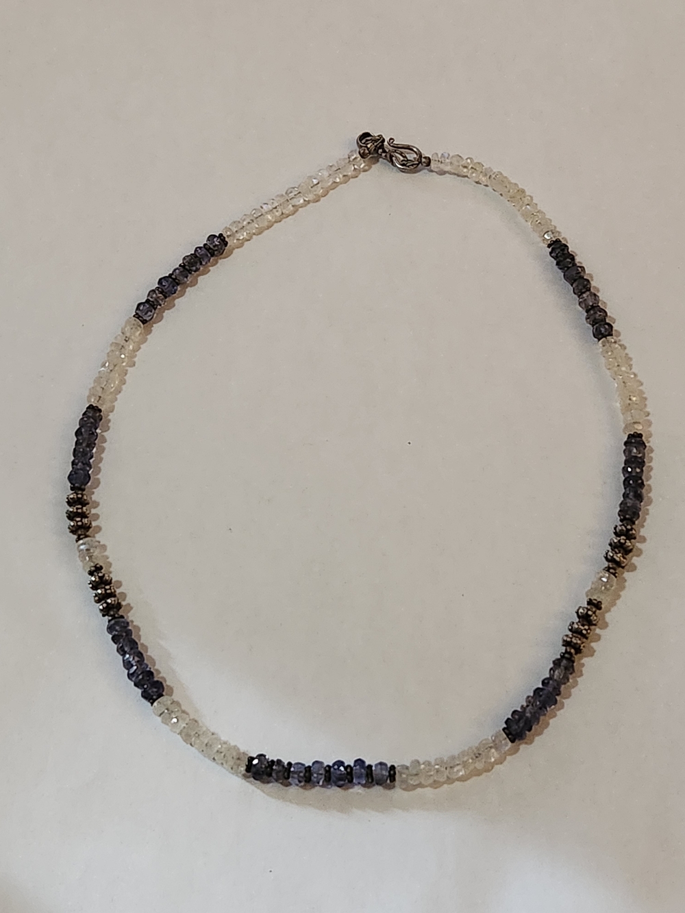 Rainbow Moonstine & Iolite Beaded Necklace with Matching Earrings - Picture 2 of 8